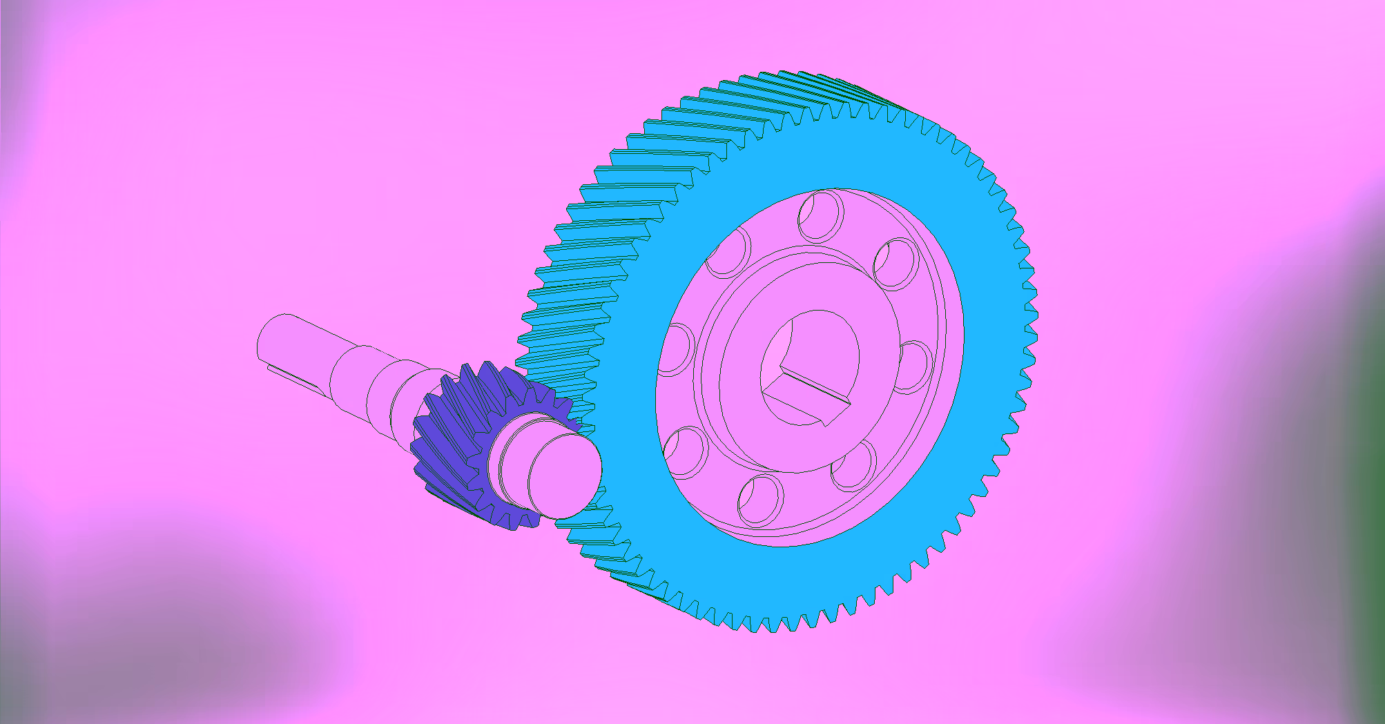 Helical Gear Pair SSER-001 — z₁=17, z₂=73, m=3.5 mm, β=20°